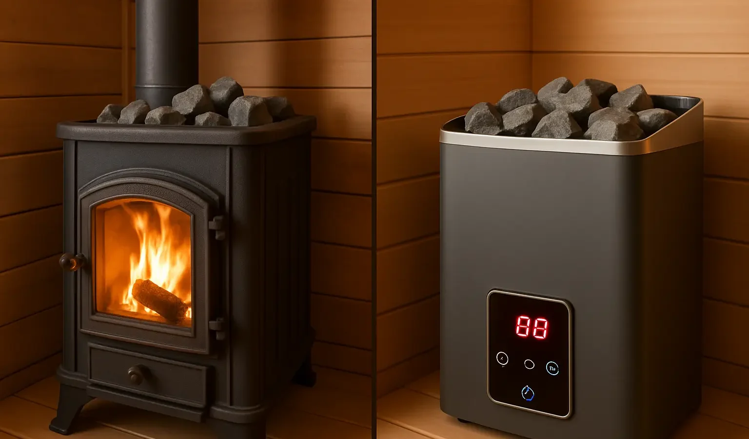 Holz-Saunaofen vs. Elektro: Was lohnt sich mehr?