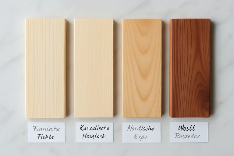 Saunaholz Vergleich: Fichte, Espe, Hemlock oder Zeder?