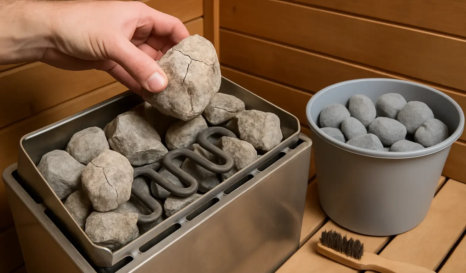 Saunaofen warten: Steine wechseln und Heizstäbe prüfen