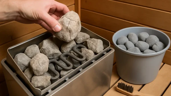 Saunaofen warten: Steine wechseln und Heizstäbe prüfen